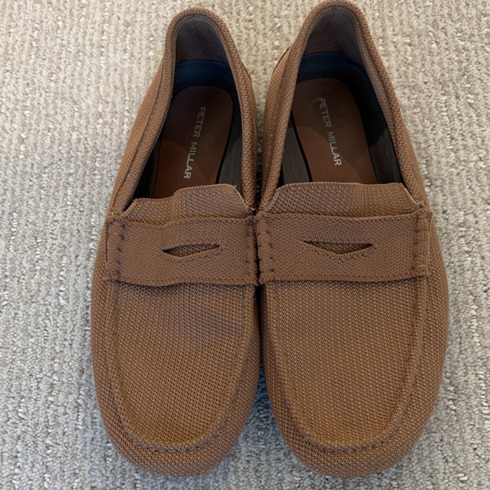 Peter Millar Men's Tan Slip-On Loafers Size 12